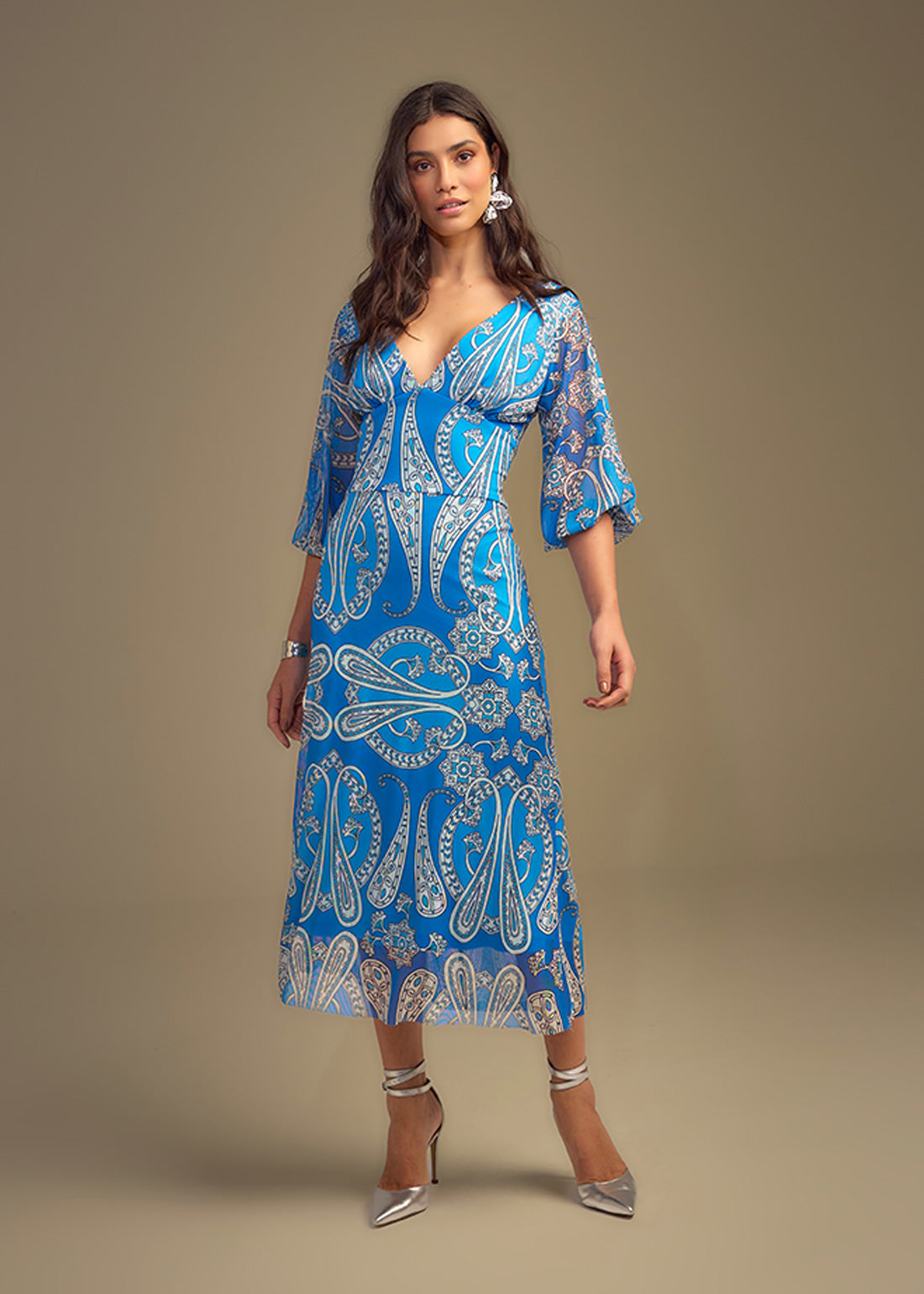 DRESS PRINT CASHMERE BLUE