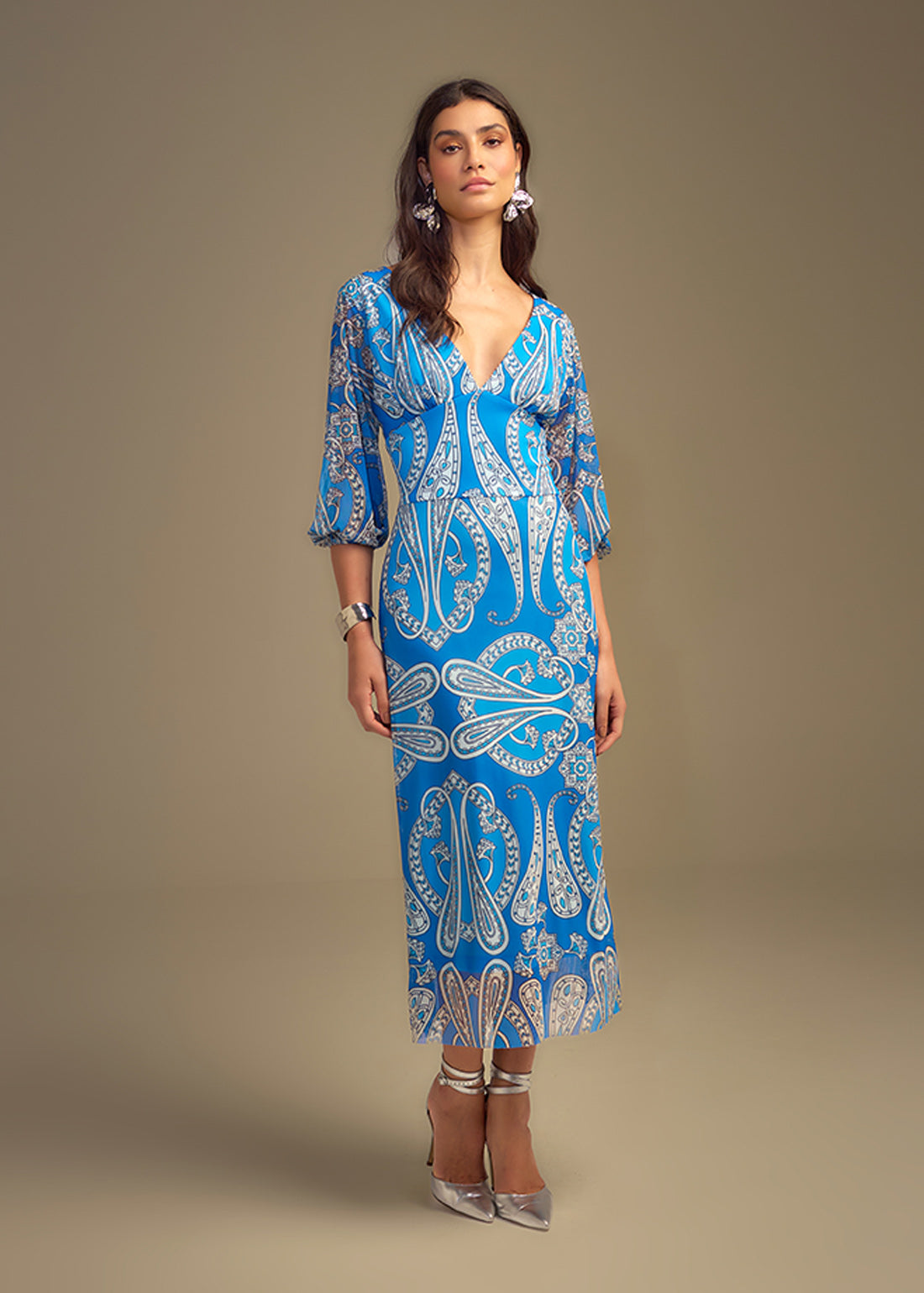 DRESS PRINT CASHMERE BLUE