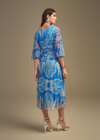 DRESS PRINT CASHMERE BLUE