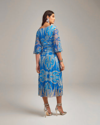 DRESS PRINT CASHMERE BLUE